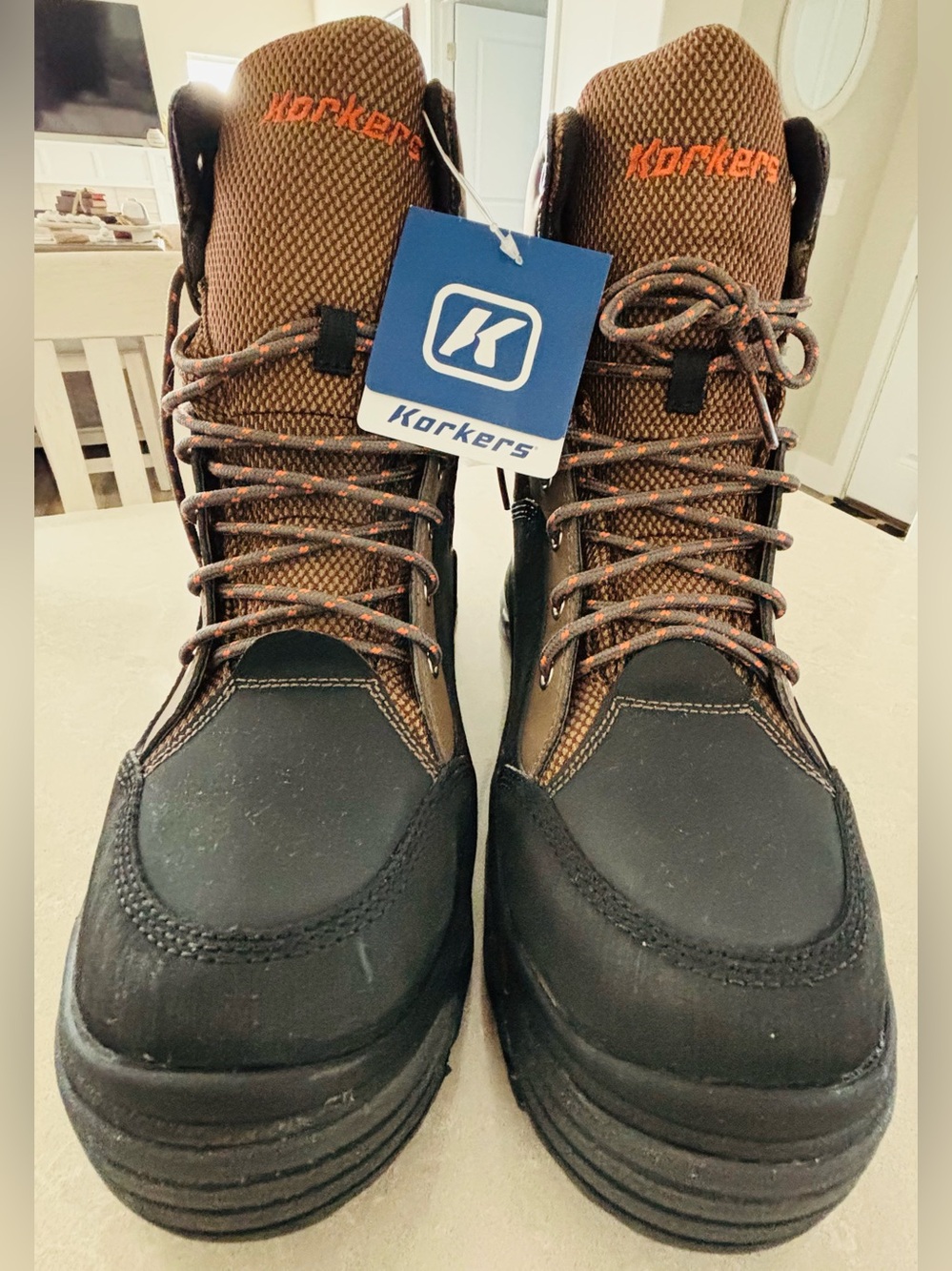 Men's Brown and Black Waterproof Work Boots